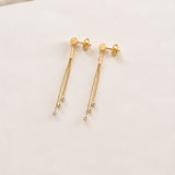 PENDIENTES LARGOS CADENAS Y BOLAS RHODES