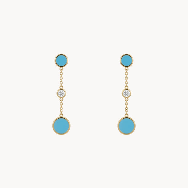 PENDIENTES LARGOS CON CIRCONITA Y ESMALTE AZUL BRIGIDA