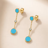 PENDIENTES LARGOS CON CIRCONITA Y ESMALTE AZUL BRIGIDA