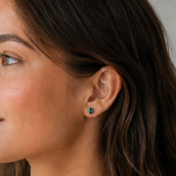 PENDIENTES ESMERALDA OVAL 6X4 HENYE