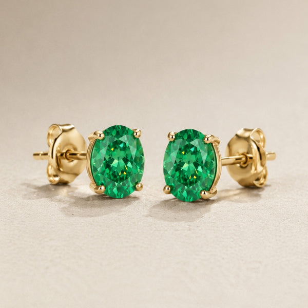 PENDIENTES ESMERALDA OVAL 6X4 HENYE