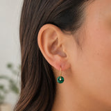 HOOP EARRINGS WITH MALACHITE AND ZIRCONIA RHEIA