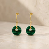 HOOP EARRINGS WITH MALACHITE AND ZIRCONIA RHEIA