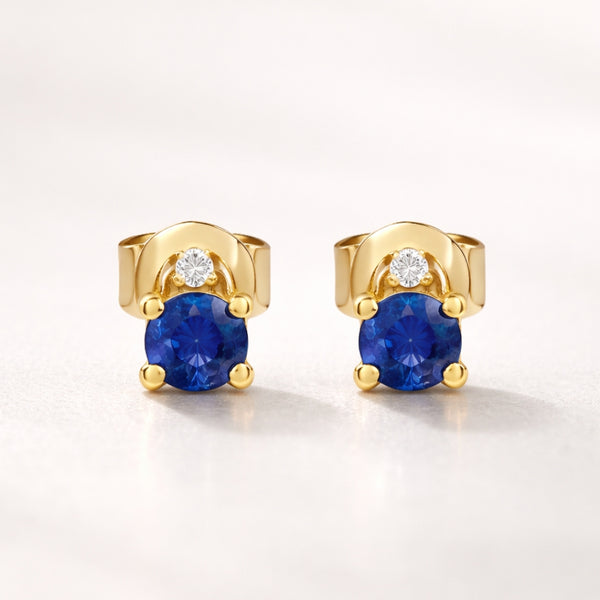 BRINCOS DE SAFIRA E DIAMANTE ADELIA