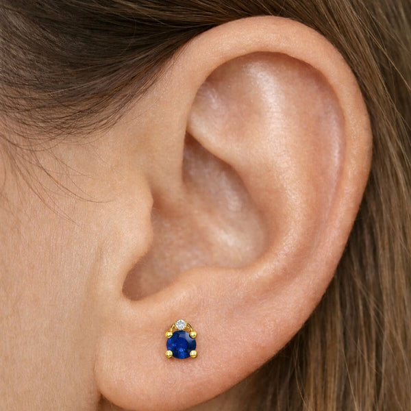 BRINCOS DE SAFIRA E DIAMANTE ADELIA