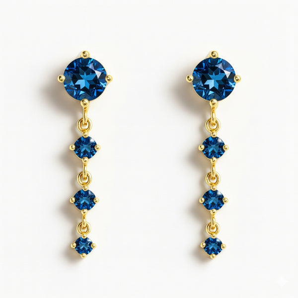 PENDIENTES LARGOS CON TOPACIOS LONDON BLUE ARETHA