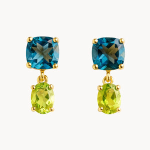 PENDIENTES TOPACIO LONDON BLUE Y OLIVINO ELSIE