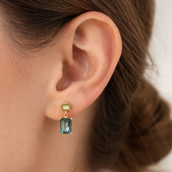 TOPAZ EARRINGS LONDON BLUE AND OLIVINE ELSIE