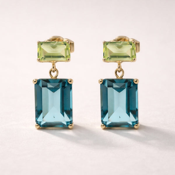 TOPAZ EARRINGS LONDON BLUE AND OLIVINE ELSIE
