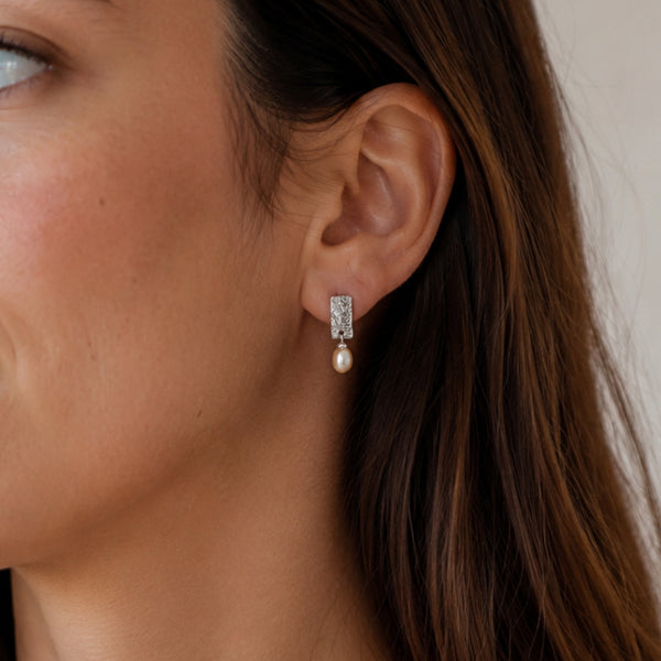 MIA Textured Earrings with Pearl