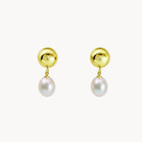 PENDIENTES BOTON CON PERLA COLGANTE
