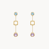 PENDIENTES LARGOS CON TOPACIO AZUL Y AMATISTA LILIAN