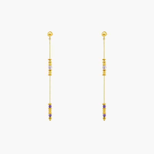 PENDIENTES LARGOS AMATISTAS Y CITRINOS VITALIA