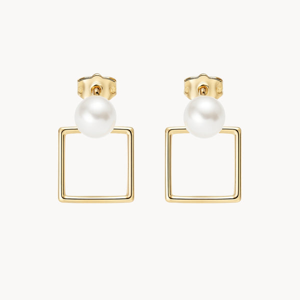 PENDIENTES CUADRADOS CON PERLA LAYNA