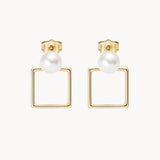 PENDIENTES CUADRADOS CON PERLA LAYNA