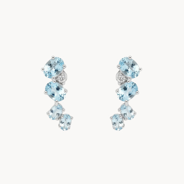 PENDIENTES TREPADORES TOPACIO AZUL Y DIAMANTES