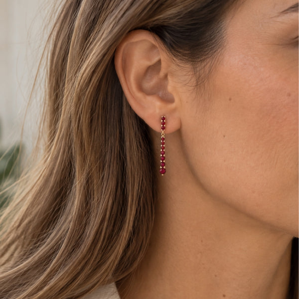 PENDIENTES LARGOS DEGRADADO DE RUBIES