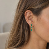 PENDIENTES LARGOS ESMERALDAS OVALADA Y REDONDA