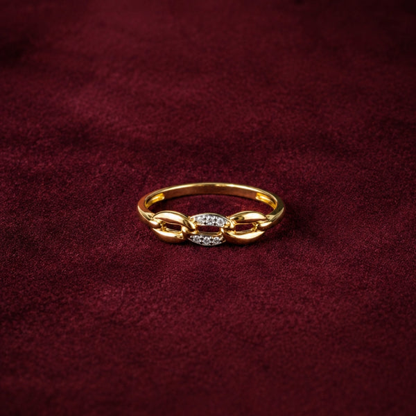 Three-Link Chain Ring with Cubic Zirconia Stones