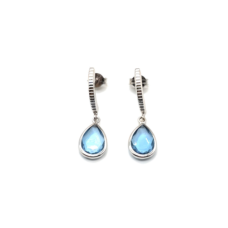 BOUCLES D'OREILLES LARME ZIRCONE BLEUE