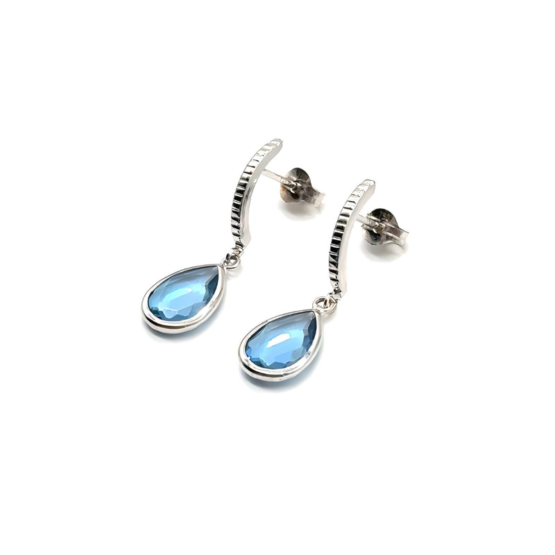 BOUCLES D'OREILLES LARME ZIRCONE BLEUE