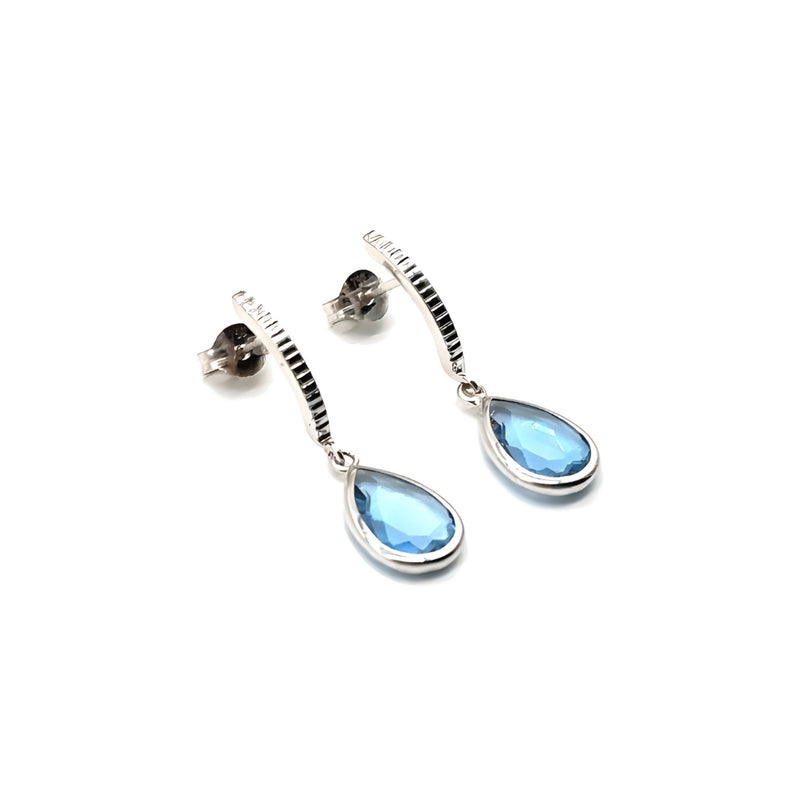 BOUCLES D'OREILLES LARME ZIRCONE BLEUE