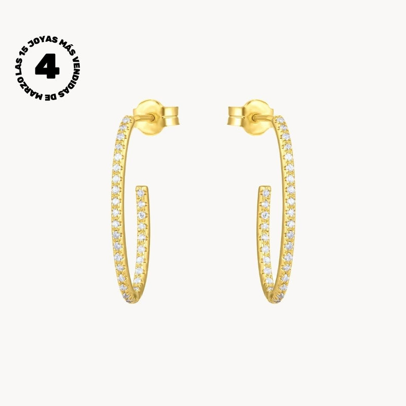 RAIL HOOP EARRINGS WITH AUREA DIAMONDS