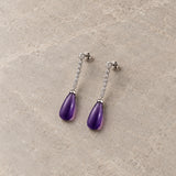 PENDIENTES LARGOS COMO DIAMANTES Y AMASTISTA TALLA CABUJON