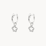 PENDIENTES AROS FLOR CON DIAMANTES