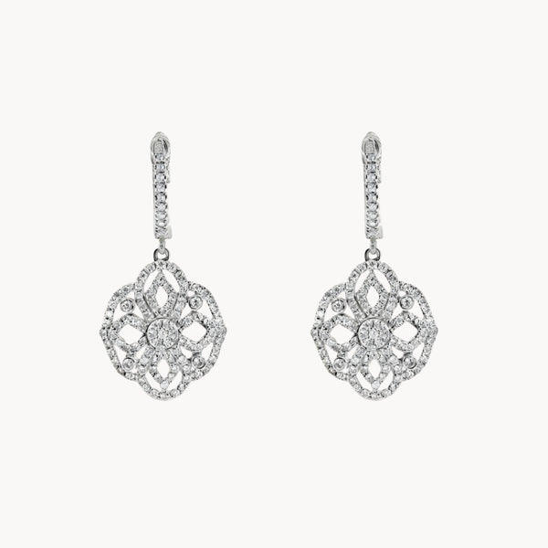 PENDIENTES VINTAGE ROSETON DE DIAMANTES
