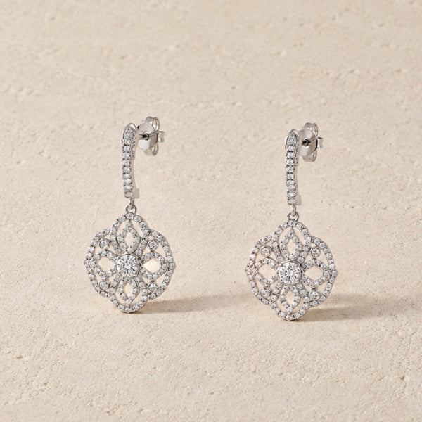 PENDIENTES VINTAGE ROSETON DE DIAMANTES