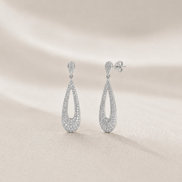 PENDIENTES LARGOS CON DIAMANTES LAGRIMA