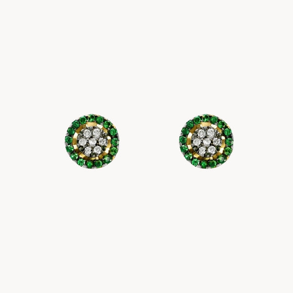 BRINCOS COM DIAMANTES E ORLA DE GRANADAS TSAVORITAS
