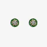 PENDIENTES CON DIAMANTES Y ORLA DE GRANATES TSAVORITAS