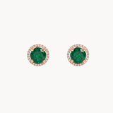 GREEN QUARTZ EARRINGS WITH DIAMOND HALO