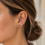 GREEN QUARTZ EARRINGS WITH DIAMOND HALO