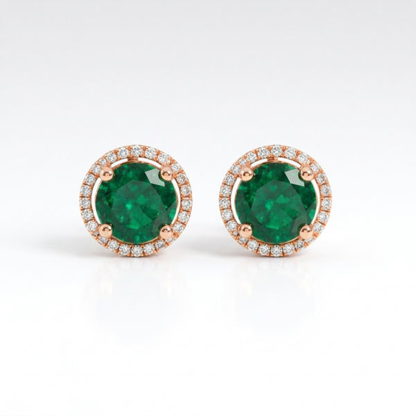 PENDIENTES CUARZO VERDE CON ORLA DE DIAMANTES