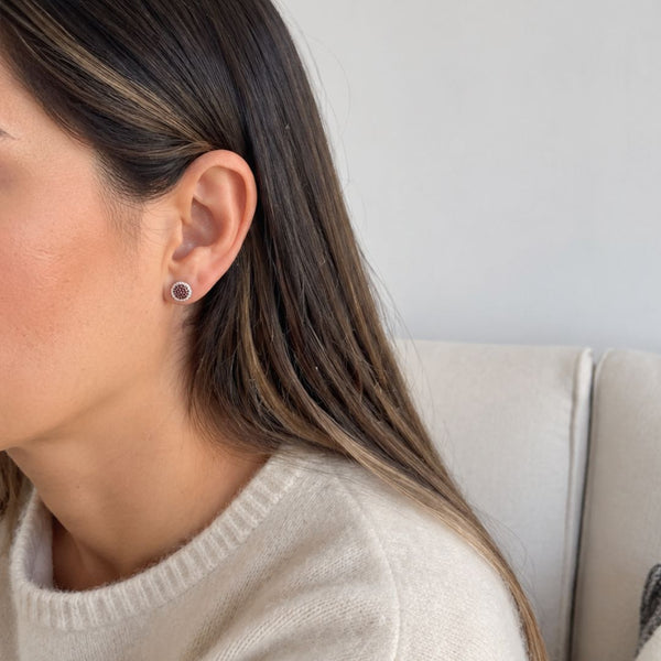 Ruby Earrings with Diamond Border Eliza