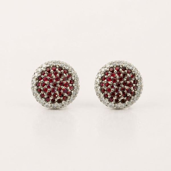 Ruby Earrings with Diamond Border Eliza