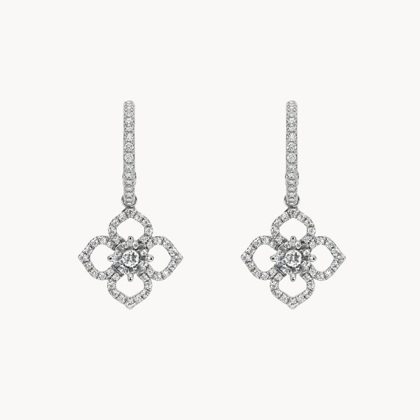 PENDIENTES MEDIO ARO FLOR CON DIAMANTES