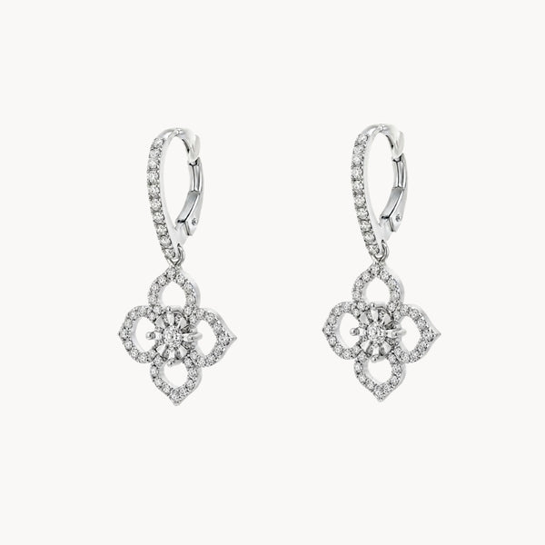 PENDIENTES MEDIO ARO FLOR CON DIAMANTES