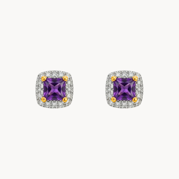 Brincos de ametista e diamantes