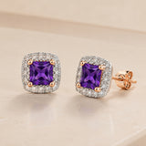 PENDIENTES AMATISTA Y DIAMANTES