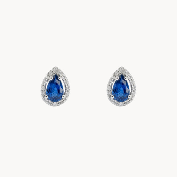 PENDIENTES ZAFIRO Y ORLA DE DIAMANTES