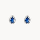 PENDIENTES ZAFIRO Y ORLA DE DIAMANTES