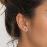 PENDIENTES ZAFIRO Y ORLA DE DIAMANTES