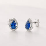 PENDIENTES ZAFIRO Y ORLA DE DIAMANTES