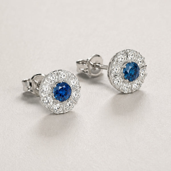 PENDIENTES ZAFIRO Y ORLA DE DIAMANTES