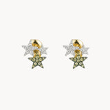 BRINCOS ESTRELAS COM DIAMANTES BROWN E DIAMANTES