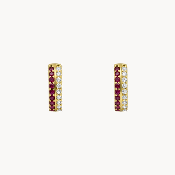 PENDIENTES ARO RUBIES CON DIAMANTES